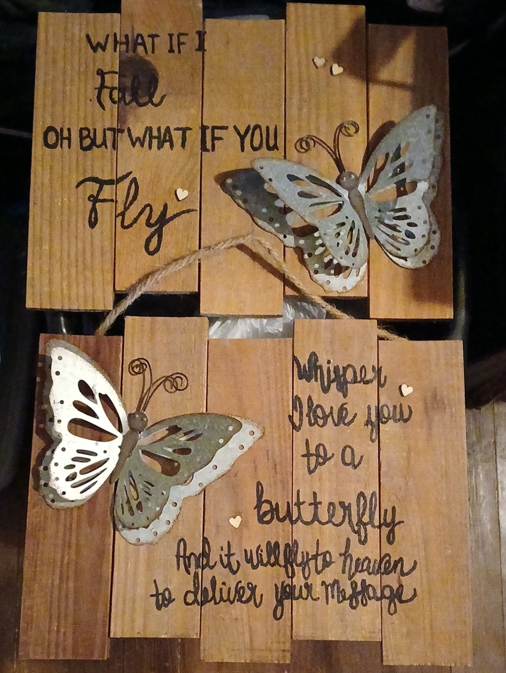 Inspirational Butterfly Wall Plaque - Cream & Tan
